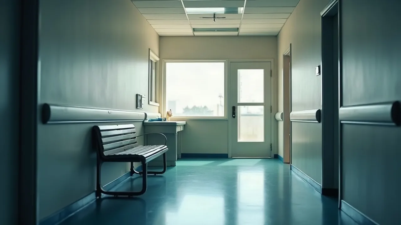 Cyprus GeSY contribution cap, a clean clinic corridor with an empty bench