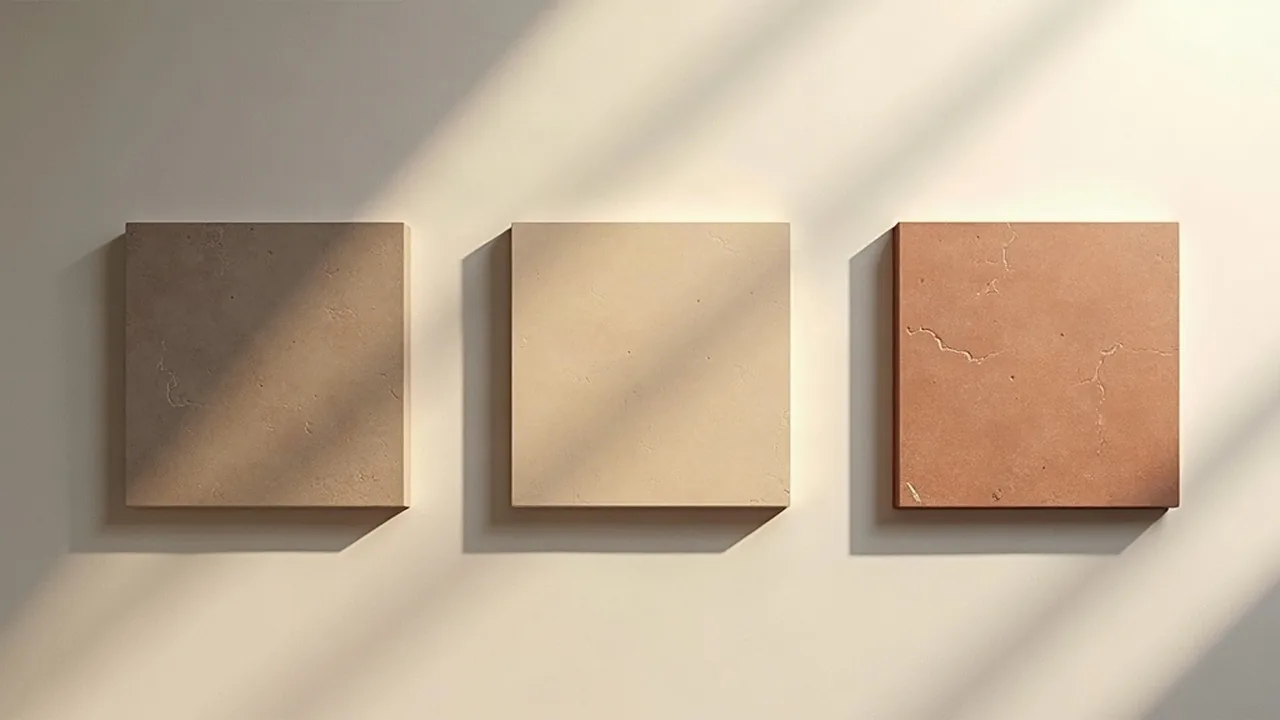 Cyprus non dom tax rates, three plain tiles of different shades on pale stone