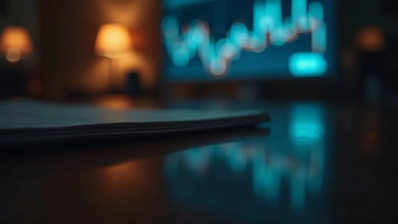 Cyprus securities gains exemption, a dark desk with an out-of-focus screen glow