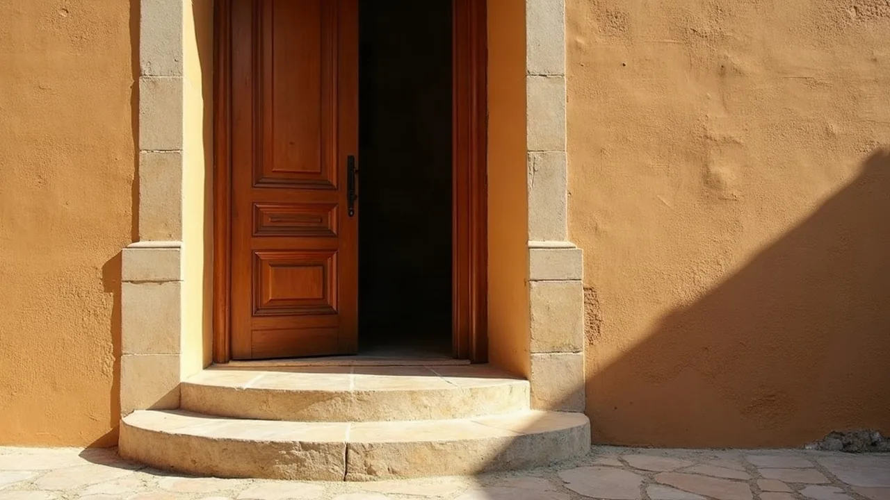 Cyprus tax free threshold, a low stone step at a sunlit doorway