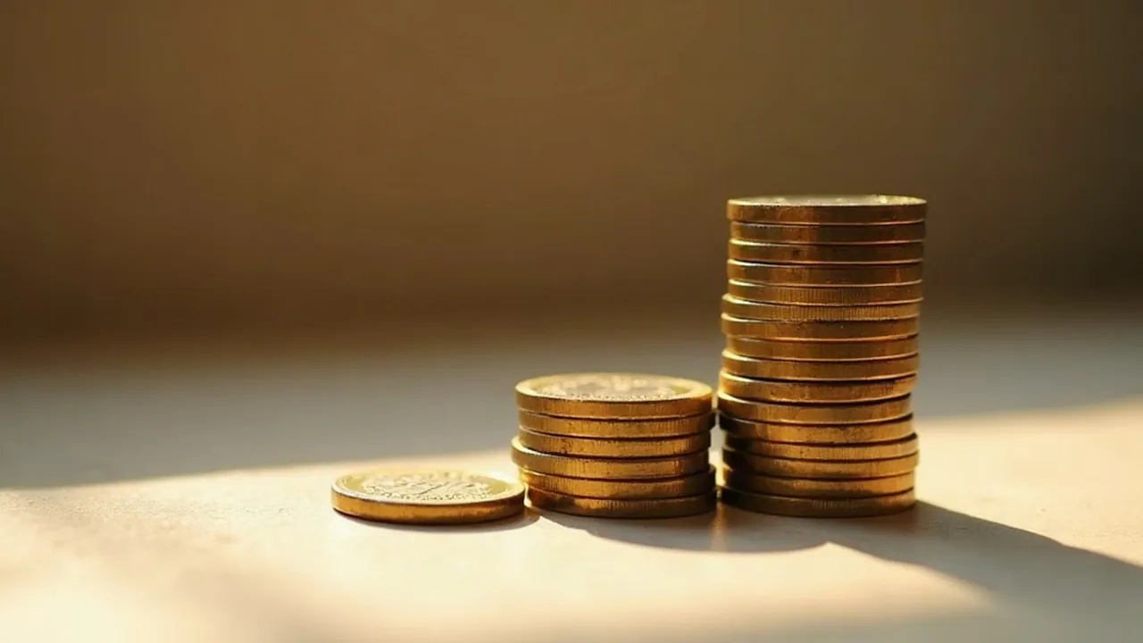 Dividend taxation in Cyprus, coins stacked in three unequal columns